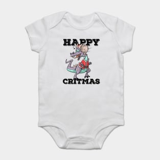 Critical Hit D20 Dice RPG Meme PnP Dragon Happy Critmas Gift Baby Bodysuit